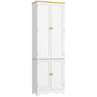 HOMCOM 72" H Freestanding Kitchen Pantry Cabinet with 4 Shelves and 4 Doors - White-Six-tier storage design, giving you lots of space for all kitchen needs 