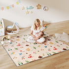 Qaba Baby Foldable Waterproof Activity Playmat - Alphabet and Animal Theme-1 cm thick XPE foam provides a secure, cushioned play area 