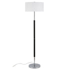 Hudson&Canal Simone 2-Light Floor Lamp with Fabric Shade - Matte Black/Polished Nickel/White-Paired with a white drum fabric shade