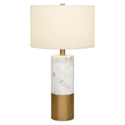 Hudson&Canal - Lampe de table Liana 61 cm de haut avec abat-jour en tissu - Marbre/laiton/blanc-Associé à un abat-jour en tissu tambour blanc