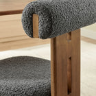 Modway - Torian Tissu Boucle Chaise à manger - Charbon de bois en noyer - Ensemble de 2-Oreiller de dossier roulé pour le soutien