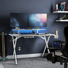 Emerge Vizon 47" Gaming Desk - White-Raised monitor platform and 6 colour LED lighting strip