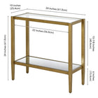 Hudson&Canal - Table d'appoint rectangulaire Hera 61 cm de largeur avec étagère en verre - Laiton antique-9
