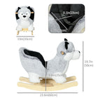 Qaba Kids Plush Husky Rocking Horse - Grey-Soft, PP cotton filling provides comfortable seating for kids 