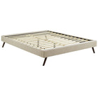 Modway Loryn Fabric Full Bed Frame with Round Splayed Legs - Beige-Solid Wood Frame