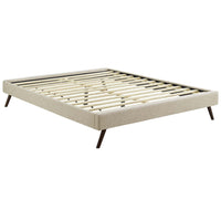 Modway Loryn Fabric Full Bed Frame with Round Splayed Legs - Beige-Solid Wood Frame