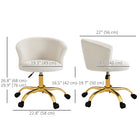 Vinsetto - Chaise de bureau sans accoudoirs en peluche avec hauteur réglable - doré-Roulettes en PU adaptées à tous types de sols, comme bois franc, stratifié, carrelage, ardoise, etc