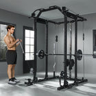 Soozier Multi-Functional Power Rack - Smith Machine with Pull Up Bar-Includes attachments for triceps, rows and landmine exercises 