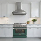 Kucht 36" KDF Series Pro Style Propane Gas Dual Fuel Range - Stainless Steel/Green-Full stainless steel finish with a professional handle and classic silver metal control knobs for a premium, durable look