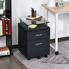 HOMCOM 2-Drawer Mobile Lockable Letter/A4 Filing Cabinet - Black-Five rolling casters front two could be locked, 1 extra caster for anti-tipping   