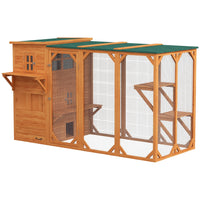 PawHut - Enclos pour chat en bois 76 po L, maison d’extérieur pour chat avec plateformes de saut 76 po L x 39,4 po l x 45,3 po H - orange-Convient pour deux ou trois chats (jusqu'à 10 kg (20 lbs) chacun) 