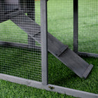 PawHut Wooden Rabbit Hutch - Grey-Removable bottom sliding tray for easy cleaning 