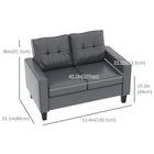 HOMCOM 51" PU Leather Loveseat with Armrests and Tufted Backrest - Grey-Backrest and wide armrest provide additional support for enhanced comfort