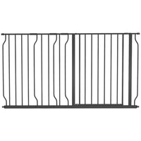 PawHut 30"- 57" Extra Wide Dog Gate with Double Locking System - Black-Bottom lock block for added stability