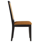 Modway Arlo Vegan Leather Upholstered Faux Rattan and Wood Dining Side Chairs - Black/Natural/Tan - 2 Pack-Assembly Required