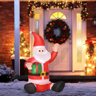 HOMCOM - Père Noël gonflable illuminé extérieur de 1 - 2 m avec boîte-cadeau-Gonflage automatique en quelques minutes lorsqu'il est branché sur n'importe quelle prise électrique standard 