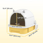 PawHut Cat Litter Box with Cleaning Drawer - 15.9" W x 20.5" D - Yellow-Easy-to-clean bottom drawer simplifies maintenance 