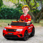 Qaba 12V Electric Police Car for Kids with Remote Control - Red-Features music, horn, siren, and lights for interactive fun 