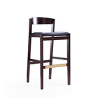 Manhattan Comfort - Klismos tabouret de bar moderne du milieu du siècle de 20" en similicuir noir et noyer foncé, lot de 2-Revêtement en similicuir avec rembourrage en mousse