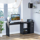 HOMCOM - Bureau en l avec tiroir - 46 po L x 32,25 po l x 29,25 po H - noir-Grande surface supérieure offrant un espace suffisant pour un ordinateur portable, un écran ou une imprimante 