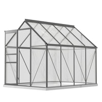 Outsunny - serre en polycarbonate 6 pi x 8 pi x 6,5 pi avec porte coulissante- Serre spacieuse de 6 po x 8 po x 6,5 po pour cultiver des fleurs, des légumes et des fruits  
