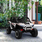 Qaba 2 Seater 24V 7AH Ride on Truck w/ Spring Suspension - White-Enjoy 60 minutes of continuous fun 