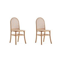 Manhattan Comfort Paragon 1.0 17.52" Industry Chic Upholstered Dining Chair - Nature and Oatmeal - Set of 2-Modern - Industry Chic Cane Dining Chair Perfect for Dining Room Use. Set of 2