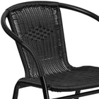 Flash Furniture Black Rattan Indoor-Outdoor Restaurant Stack Chair-Floor Protector Plastic Glides