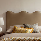 Modway - Athena Velours de performance résistant aux taches Tête de lit pleine grandeur, Taupe-Cadre en mélange de bois