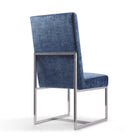Manhattan Comfort - Lot de 2 chaises de salle à manger modernes Element 19,68 po en velours bleu-Livré chez vous entièrement assemblé Aucun assemblage requis