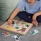 Melissa & Doug Farm Animals Sound Puzzle (LCI726)-Full colour, matching pictures appear underneath each piece