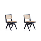 Manhattan Comfort Hamlet 17.64" Industry Chic Dining Chair - Black and Natural Cane - Set of 2-Modern - Industry Chic Cane Dining Chair Perfect for Dining Room Use. Set of 2