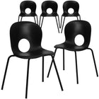 Flash Furniture - Chaise empilable en plastique noir de la série HERCULES, d'une capacité de 770 lb. avec cadre noir-Ensemble de 5 chaises empilables polyvalentes