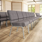 Flash Furniture - Chaise d'église empilable de la série HERCULES de 21 po de largeur en tissu gris - Cadre veine d'argent-Capacité de poids de 800 lb