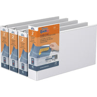 QuickFit Heavy Duty Round Ring Legal Landscape Spreadsheet View Binder - 2" - White - 4 Pack-Legal Landscape, Round Ring View, White, 400 Sheet Capacity, 2"