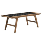 Modway Saoirse 47" Faux Leather Wood Bench - Walnut/Black-Double Woven Leather