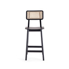 Manhattan Comfort Versailles 15.75" Industry Chic Counter Stool - Black and Natural Cane-Seat Made from Plywood
