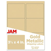 JAM Paper Mailing Address Labels, 3 1/3" x 4", Gold Metallic, 120 Pack (336731902)-Mailing address labels