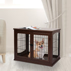 PawHut - Cage pour chien en bois 26 po, caisse pour animal, niche avec double porte d'entrée - brun-2 entrées pour un accès facile à vos chiens 