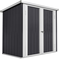 Outsunny 5' x 3' Metal Storage Shed - Black-Spacious garden tools, lawn care equipment, or pool supplies storage area
