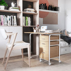 HOMCOM 41.3" Foldable Computer Desk with Drawers - Natural Wood-Made of metal frame and particle board for durable and sturdy