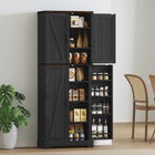 HOMCOM 64" H Kitchen Pantry Cabinet with Adjustable Shelves - Black-Anti-tipping design enhances safety by attaching to the wall 