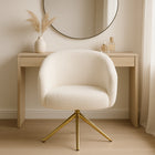 Nicer Interior Boucle Swivel Chair - White-Ideal for living rooms, bedrooms, home offices, or lounge spaces