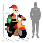 HOMCOM 5.5' Lit Inflatable Santa Claus on Motorcycle Christmas Yard Decoration-Made from weather-resistant, durable polyester cloth material 