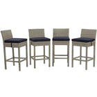 Modway - Conduit Terrasse extérieure Rotin en osier Tabouret de bar - Marine gris clair - Ensemble de 4-Tabouret de bar extérieur moderne