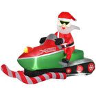 HOMCOM Lit Inflatable Santa on Snowmobile Christmas Yard Decoration-The fashionable design with Santa Claus driving a snowmobile creates a festival atmosphere 