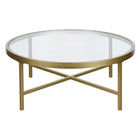 Hudson&Canal - Table basse ron Xivil 91 cm de large avec plateau en verre - Laiton-Un design contemporain moderne pour votre salon, votre bureau et plus encore