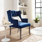 Modway Realm French Vintage Dining Performance Velvet Armchair - Navy-Performance Velvet Polyester Upholstery
