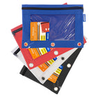 BAZIC Products 3-Ring Pencil Pouch with Clear Window - Assorted - 12 Pack-Security design: Feature a quality zipper closure for easy access and secure your all items. One compartment with mesh window allows to see through and find things easily