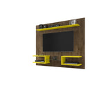 Manhattan Comfort Plaza 64.25" Modern Floating Entertainment Center - Rustic Brown and Yellow-30 Day Limited Manufacturer's Warranty